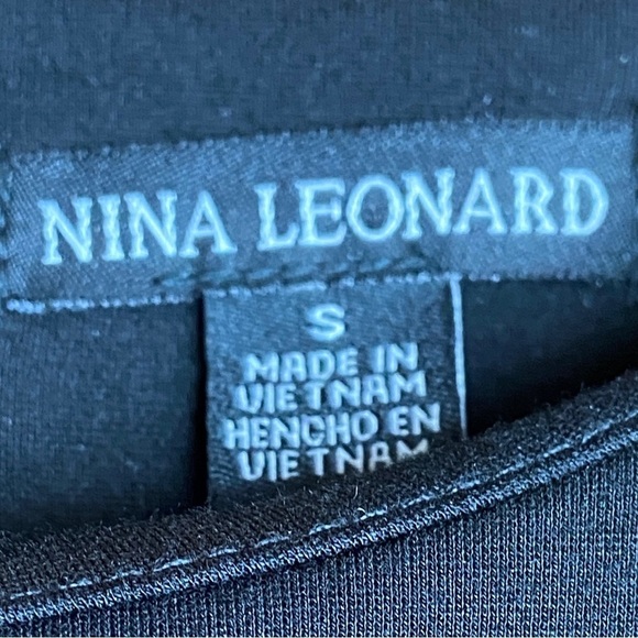 Nina Leonard Black Sheath Dress Size Small Gold Embellished Detail Long Sleeves - Picture 11 of 11